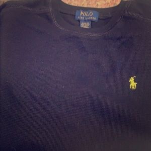 Boys Polo black waffle long sleeve tee.